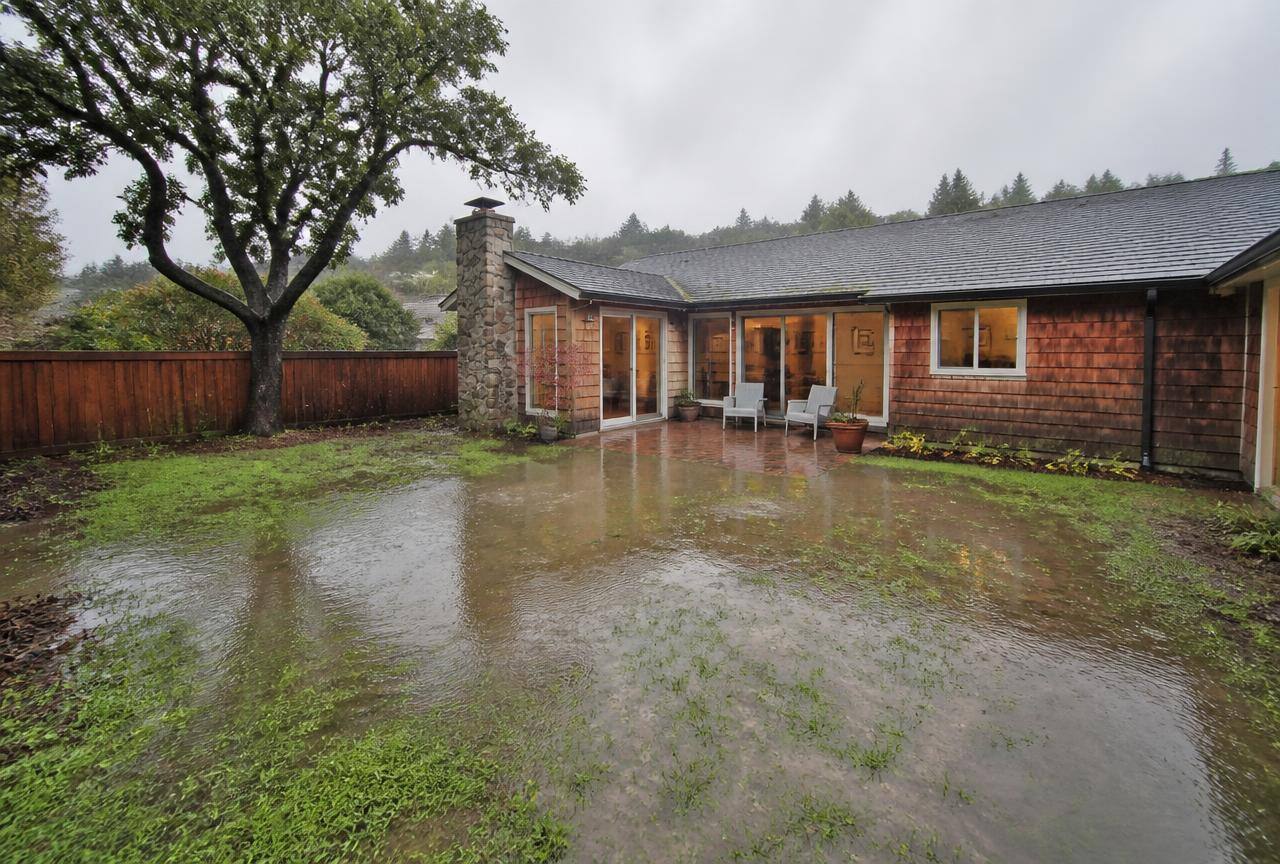 Marin County backyard before drainage work